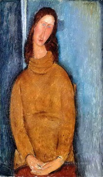 Amedeo Modigliani Painting - jeanne hebuterne con un jersey amarillo 1919 Amedeo Modigliani